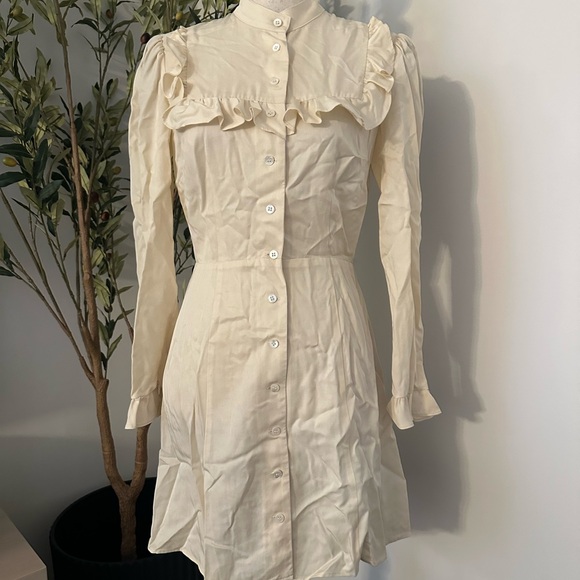 Reformation Maia Victorian Ruffle Linen Mini Dress - Picture 4 of 5